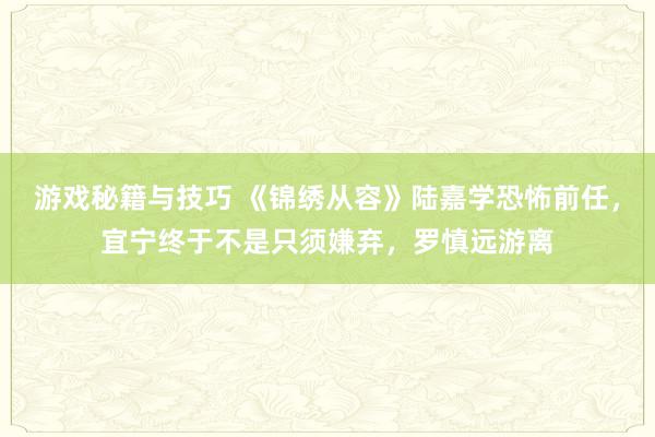 游戏秘籍与技巧 《锦绣从容》陆嘉学恐怖前任，宜宁终于不是只须嫌弃，罗慎远游离