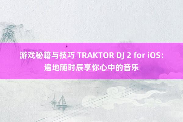 游戏秘籍与技巧 TRAKTOR DJ 2 for iOS：遍地随时辰享你心中的音乐