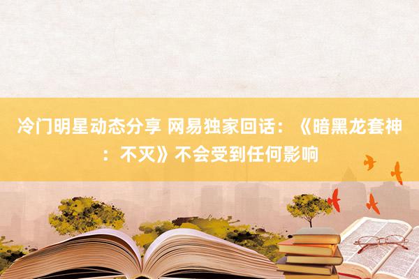 冷门明星动态分享 网易独家回话：《暗黑龙套神：不灭》不会受到任何影响