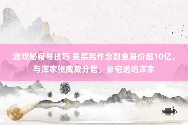 游戏秘籍与技巧 吴宗宪作念副业身价超10亿，与浑家张葳葳分居，豪宅送给浑家