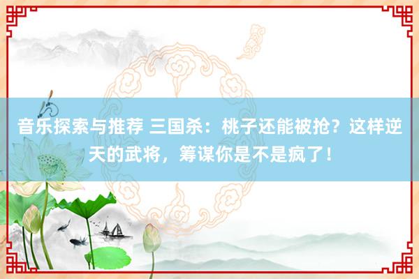 音乐探索与推荐 三国杀：桃子还能被抢？这样逆天的武将，筹谋你是不是疯了！