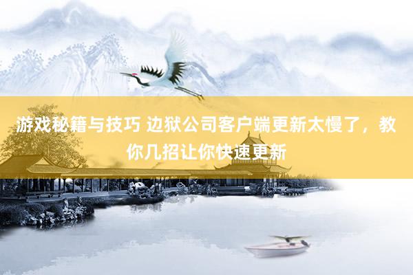 游戏秘籍与技巧 边狱公司客户端更新太慢了，教你几招让你快速更新