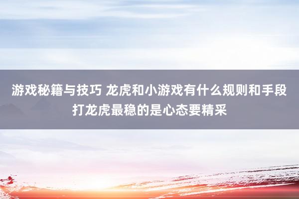 游戏秘籍与技巧 龙虎和小游戏有什么规则和手段打龙虎最稳的是心态要精采