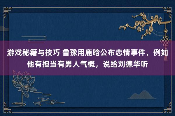 游戏秘籍与技巧 鲁豫用鹿晗公布恋情事件，例如他有担当有男人气概，说给刘德华听