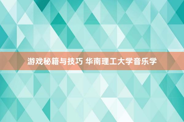 游戏秘籍与技巧 华南理工大学音乐学