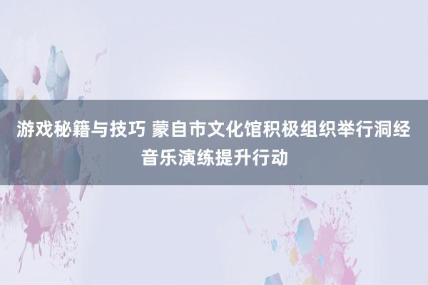 游戏秘籍与技巧 蒙自市文化馆积极组织举行洞经音乐演练提升行动