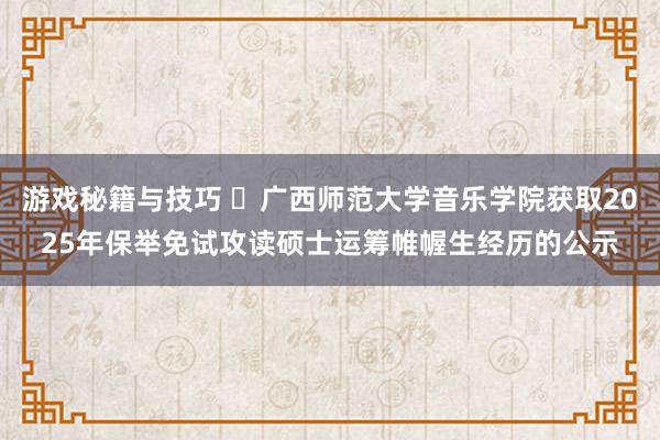 游戏秘籍与技巧 ​广西师范大学音乐学院获取2025年保举免试攻读硕士运筹帷幄生经历的公示