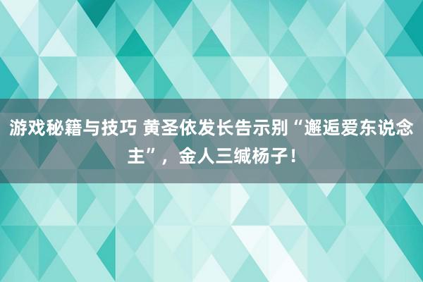 游戏秘籍与技巧 黄圣依发长告示别“邂逅爱东说念主”，金人三缄杨子！