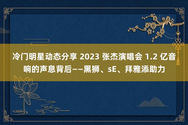 冷门明星动态分享 2023 张杰演唱会 1.2 亿音响的声息背后——黑狮、sE、拜雅添助力