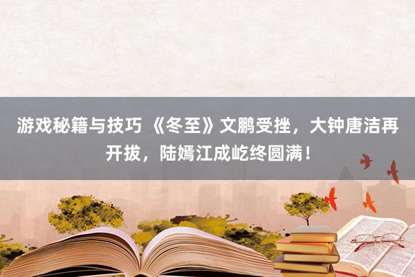 游戏秘籍与技巧 《冬至》文鹏受挫，大钟唐洁再开拔，陆嫣江成屹终圆满！