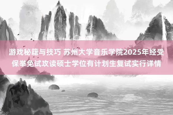 游戏秘籍与技巧 苏州大学音乐学院2025年经受保举免试攻读硕士学位有计划生复试实行详情