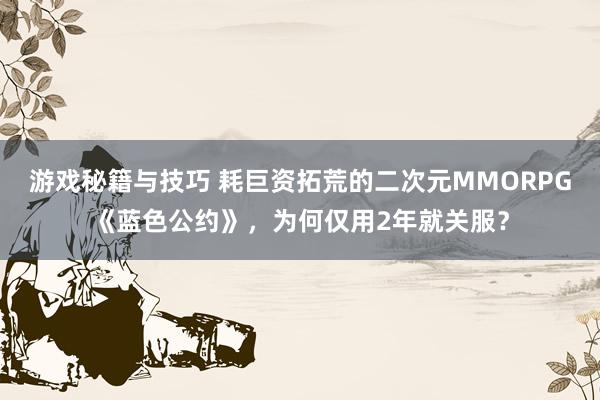 游戏秘籍与技巧 耗巨资拓荒的二次元MMORPG《蓝色公约》，为何仅用2年就关服？