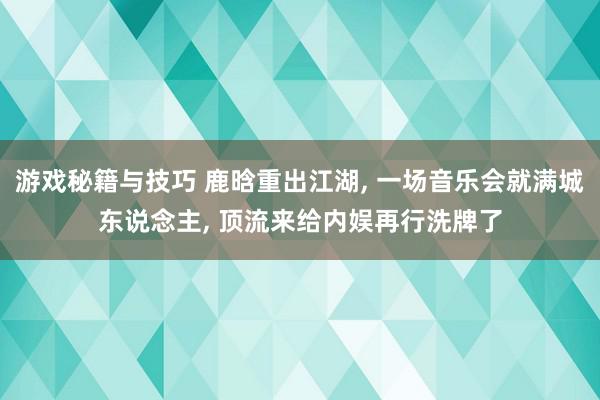 游戏秘籍与技巧 鹿晗重出江湖, 一场音乐会就满城东说念主, 顶流来给内娱再行洗牌了