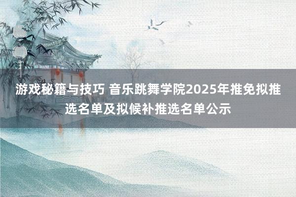 游戏秘籍与技巧 音乐跳舞学院2025年推免拟推选名单及拟候补推选名单公示