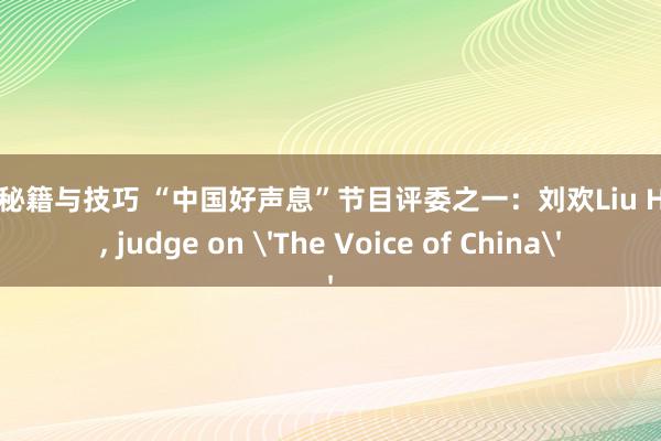 游戏秘籍与技巧 “中国好声息”节目评委之一：刘欢Liu Huan, judge on 'The Voice of China'