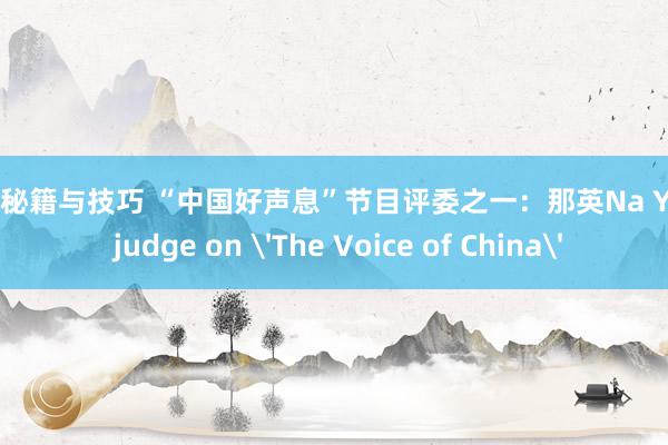 游戏秘籍与技巧 “中国好声息”节目评委之一：那英Na Ying, judge on 'The Voice of China'