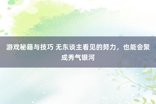 游戏秘籍与技巧 无东谈主看见的努力，也能会聚成秀气银河